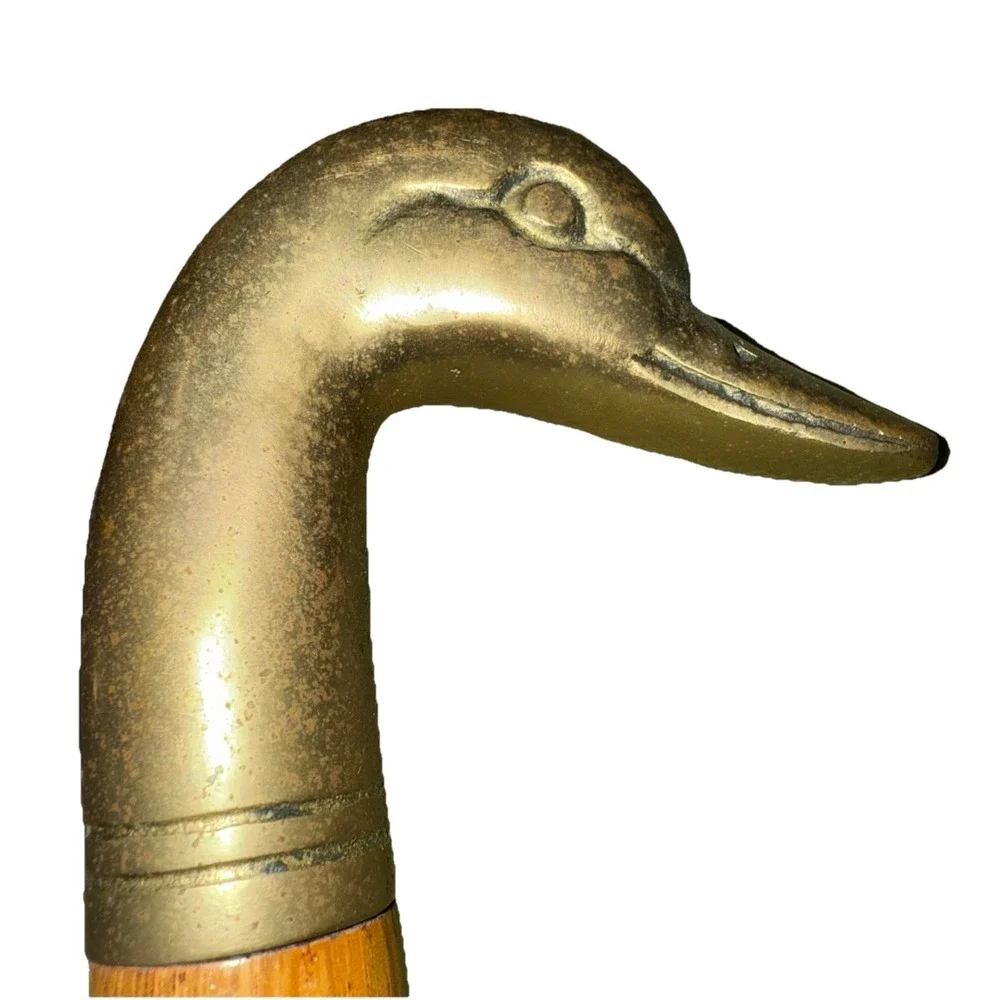 Vintage Andre Sadek Brass Duck Head Shoe Brush Lint Brush Leather Strap